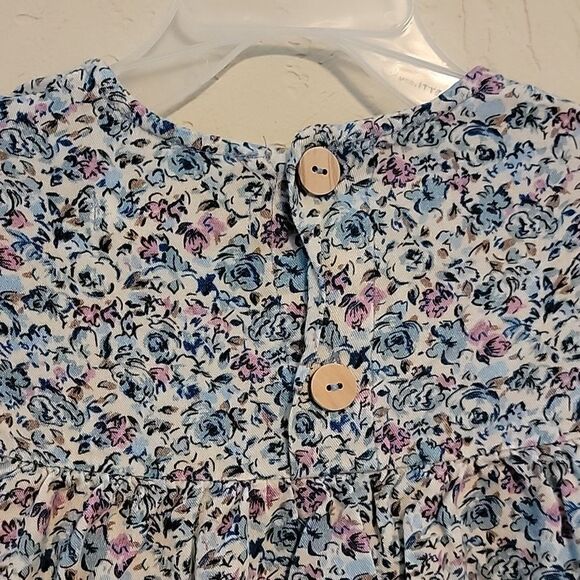 ZARA LIGHT BLUE DAINTY FLORAL LONG-SLEEVE PEASANT DRESS, SIZE 4-5 YEARS - Picture 7 of 9